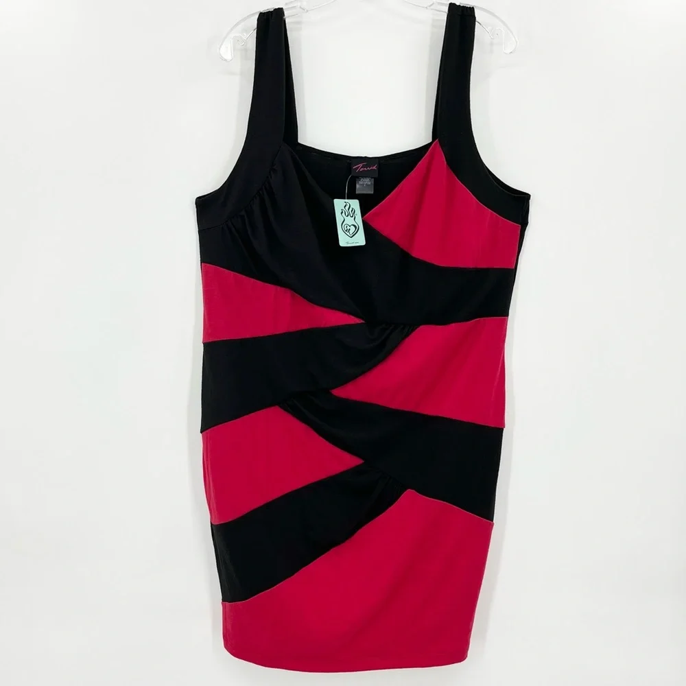 NWT Vintage Torrid Red/Black Knit Bodycon Dress 2X - Picture 1 of 7
